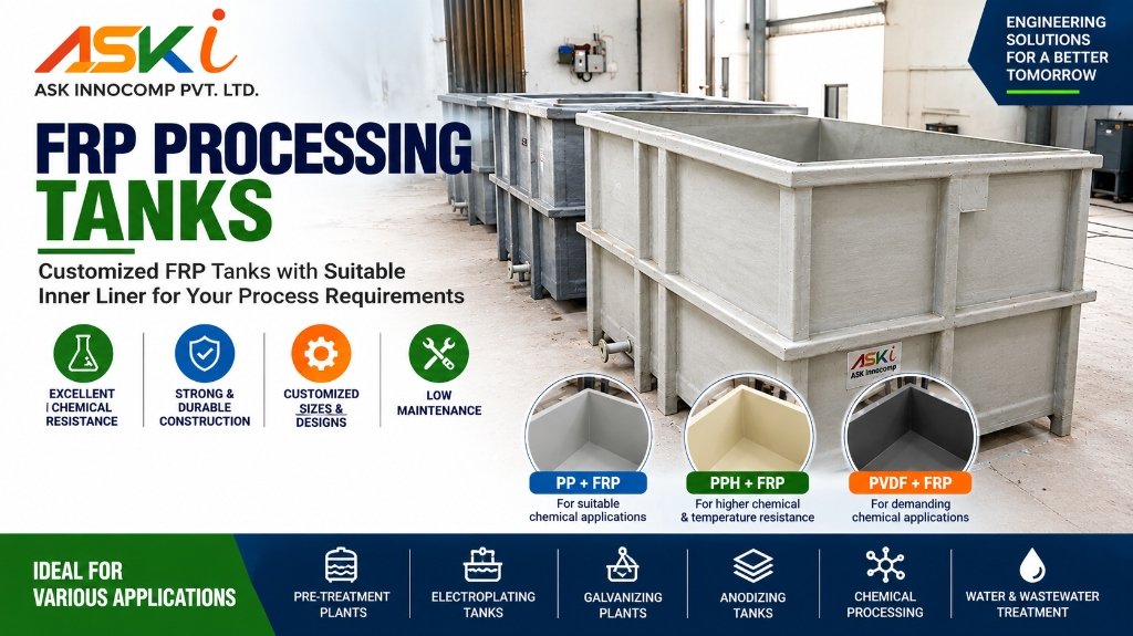 FRP Processing Tanks with PP, PPH & PVDF Liners